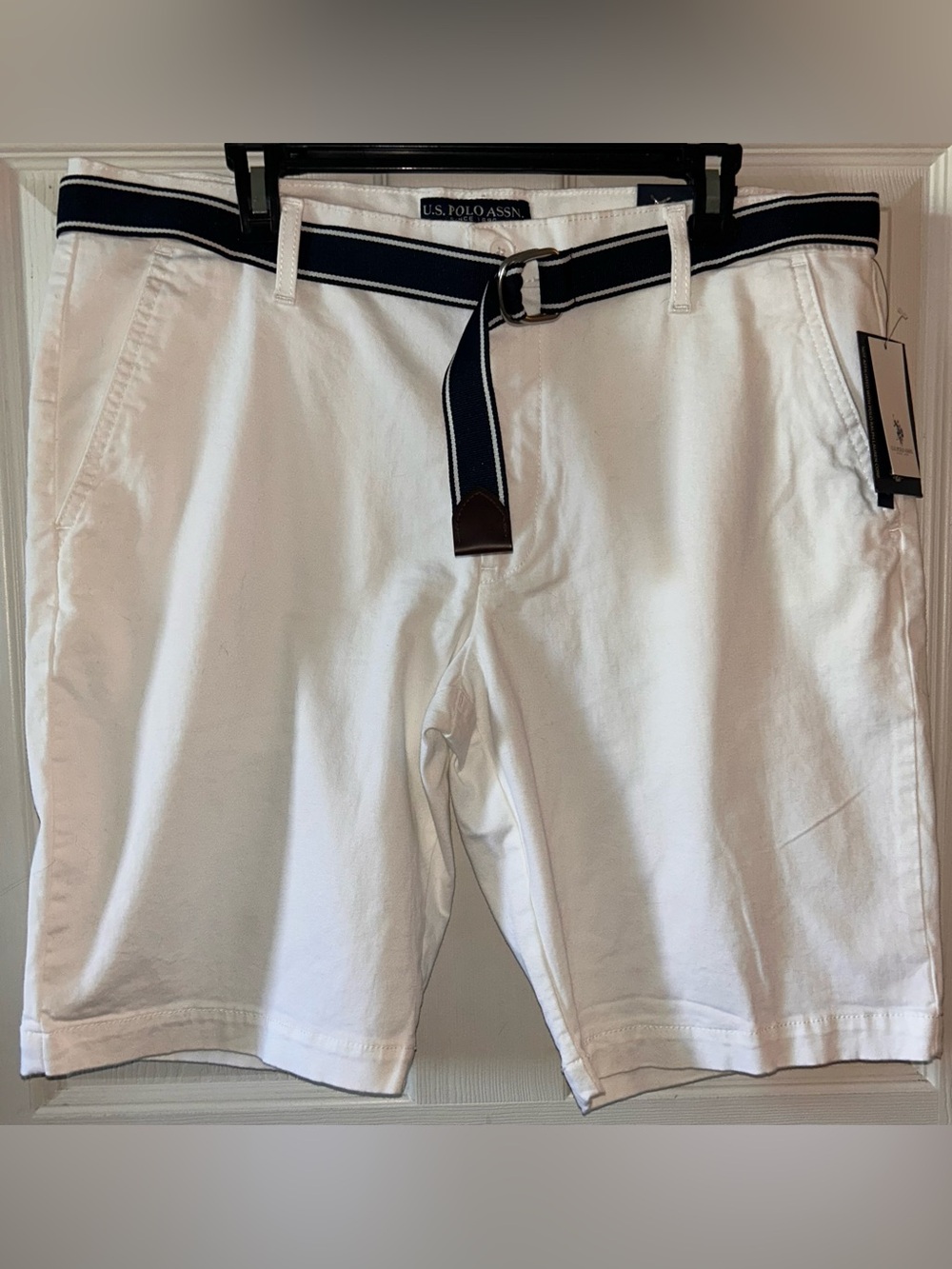 U.S. Polo Assn. Old Money Preppy Stretch Hartford 10” Chino Shorts Sz W36 White